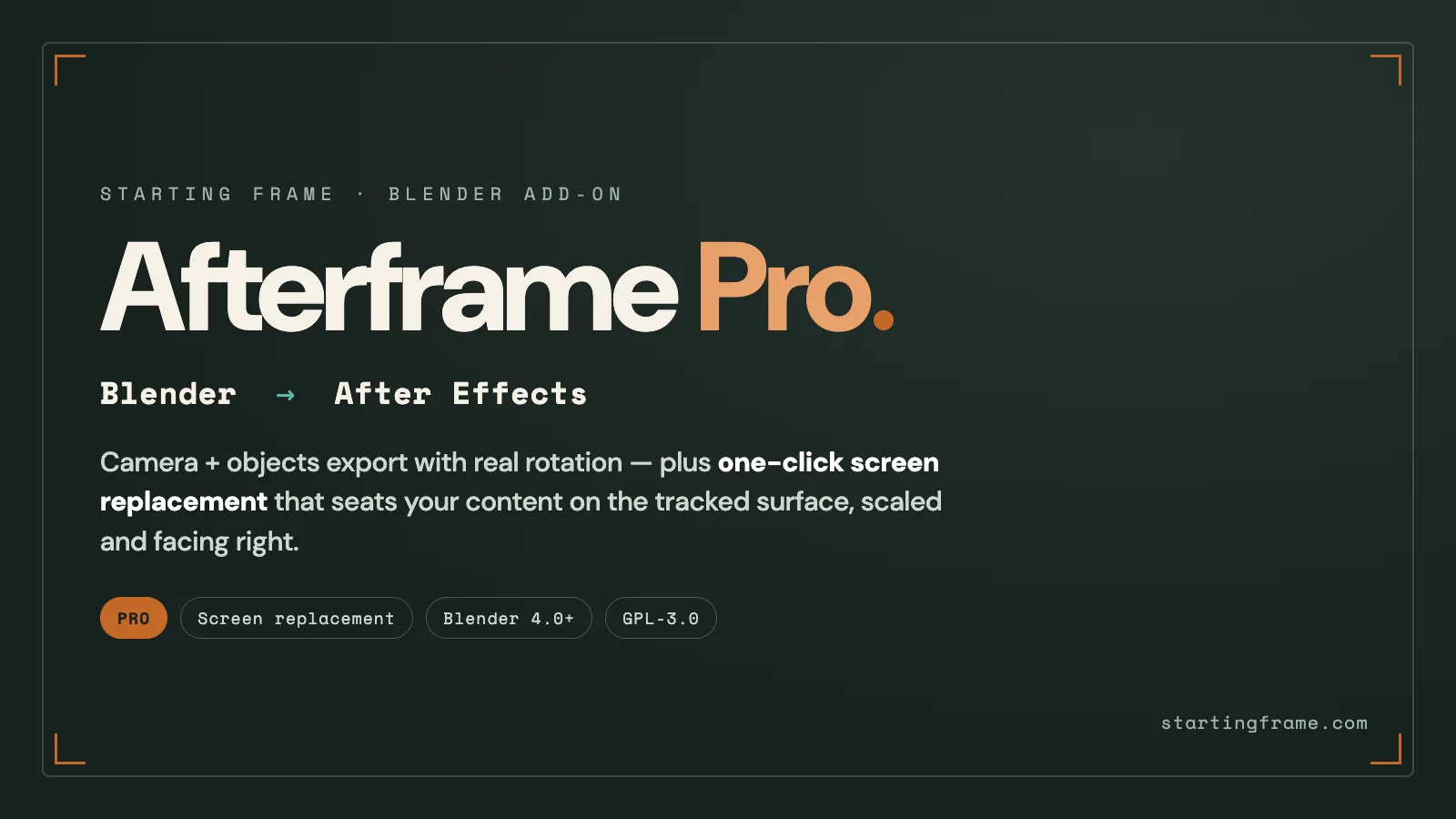 Afterframe Pro — Blender to After Effects