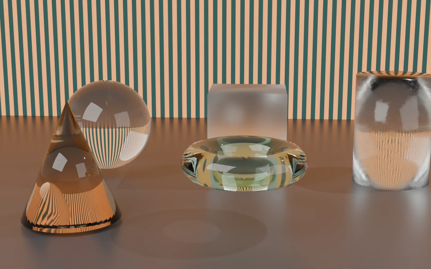 All five — procedural glass material for Blender
