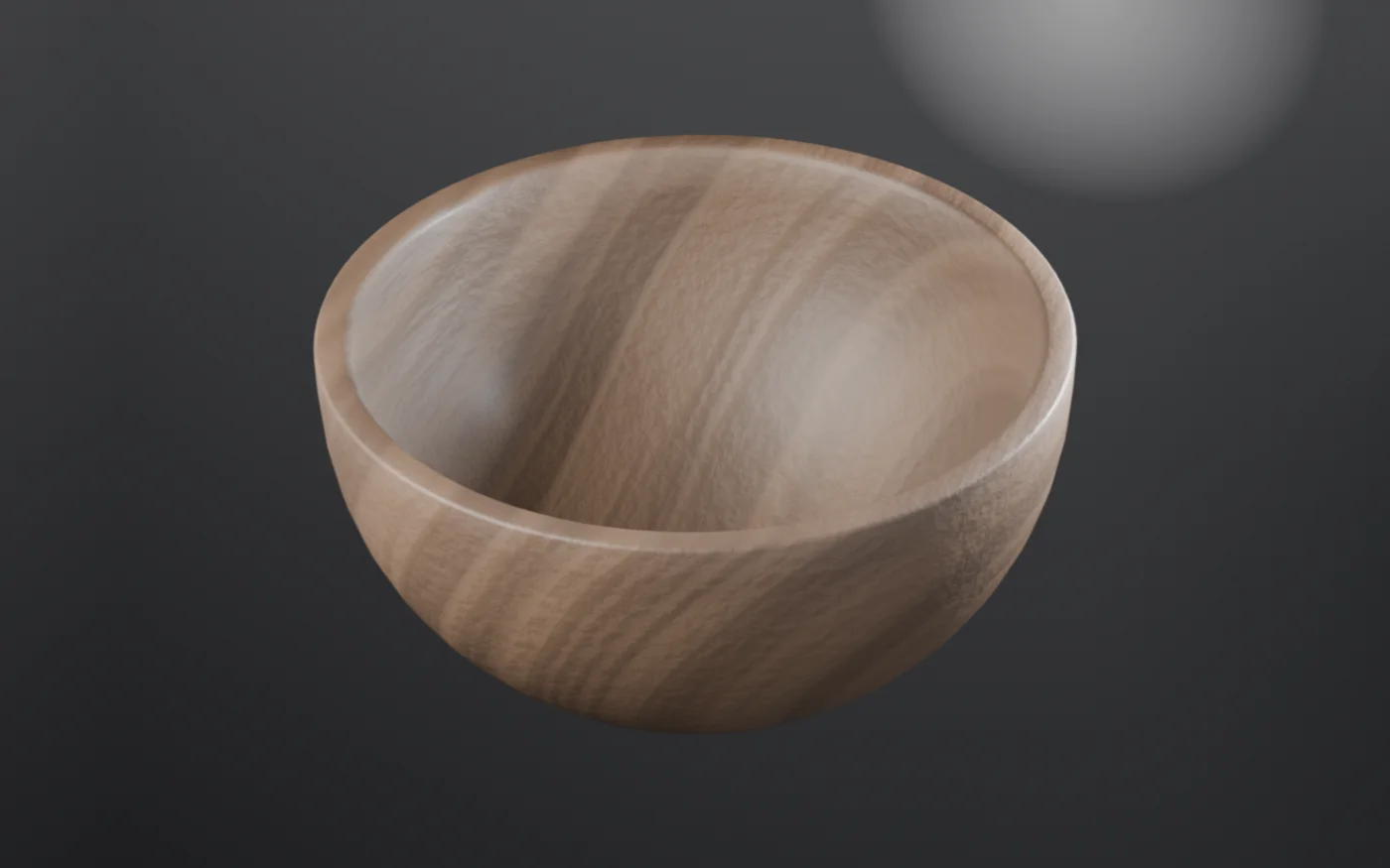 A turned bowl in SF Wood walnut, rendered in Blender